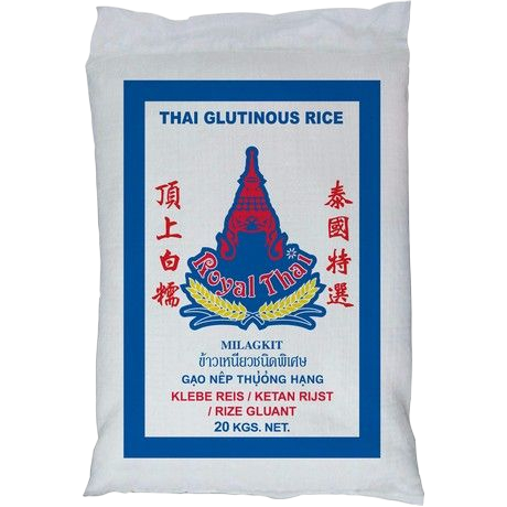 Thai Glutinous Rice-Sticky Rice-20Kg ข้าวเหนียวตราโรเยลไทย(Royal Thai Brand)