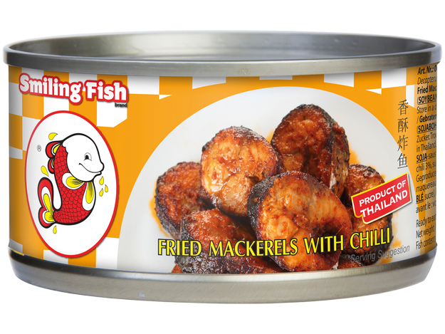 Fried Mackerels With Chilli 90g (Smiling Fish Brand)