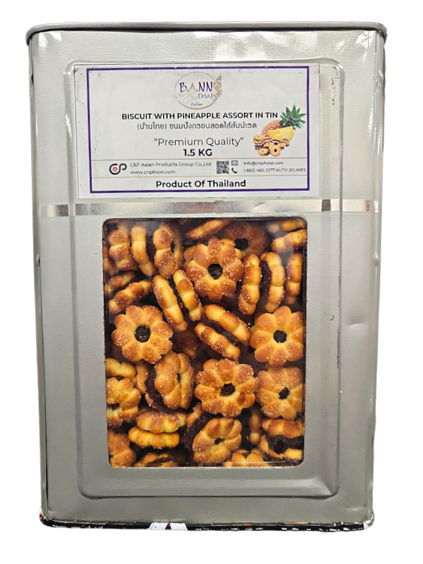 Biscuit Pineapple Assorted 1,5KG In Tin Bann Thai